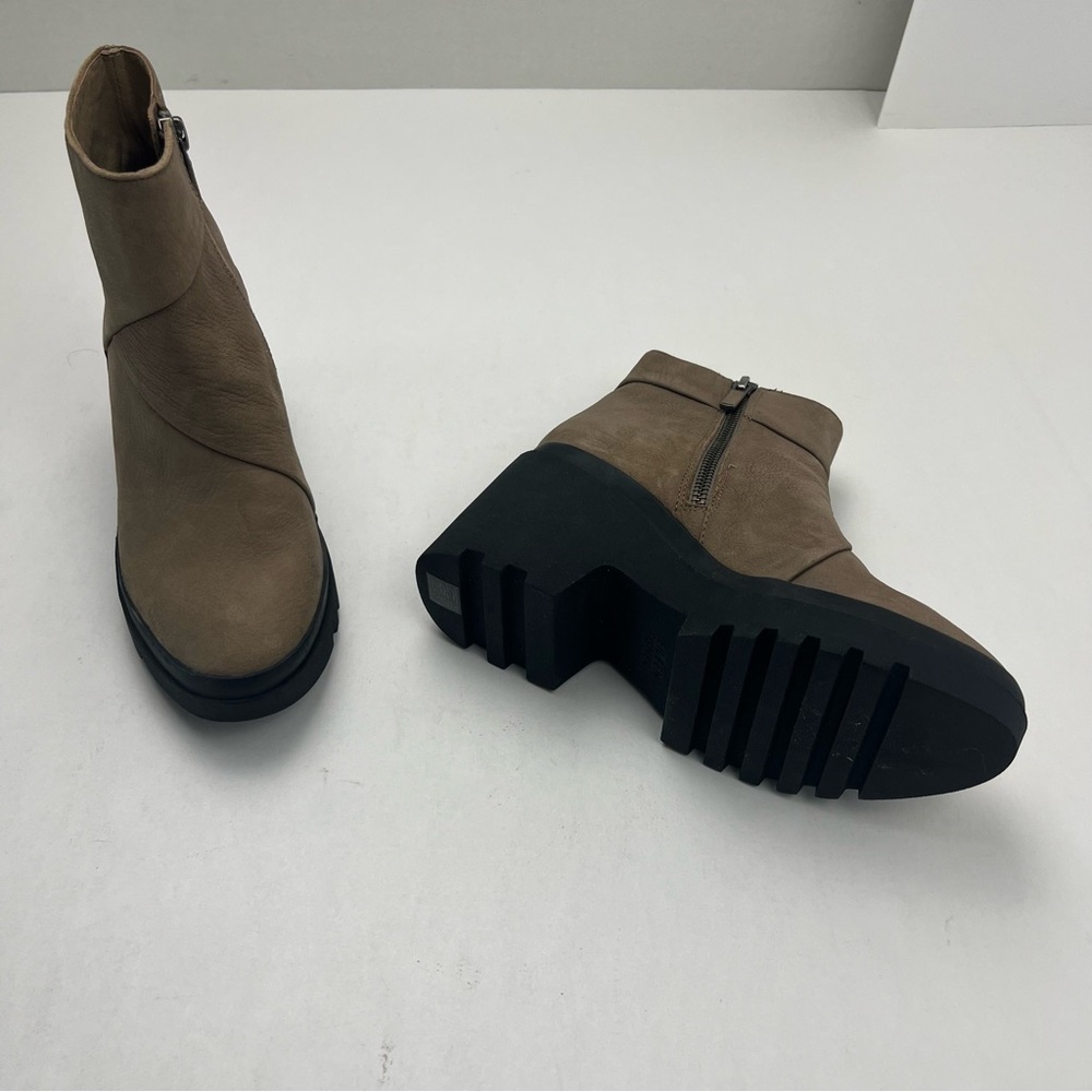 Eileen Fisher Kard Falcon Nubuck Ankle Bootie Boot Chunky Heel Women SZ 5.5 NWOT